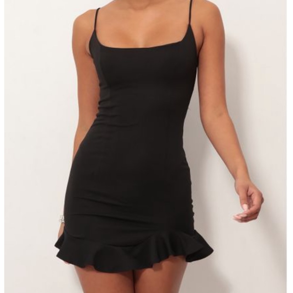 lucy in the sky monroe ruffle dress in black